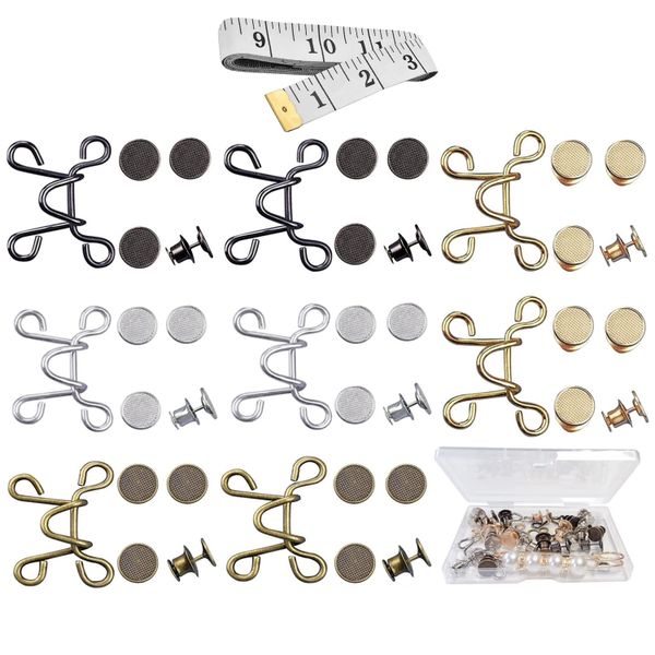 48 Pieces Adjustable Waist Buckle Extender Set No Sewing Waist Pants Clips