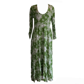 Green and Cream Flower Print Maxi Dress with Side Pockets | Shop Today ...