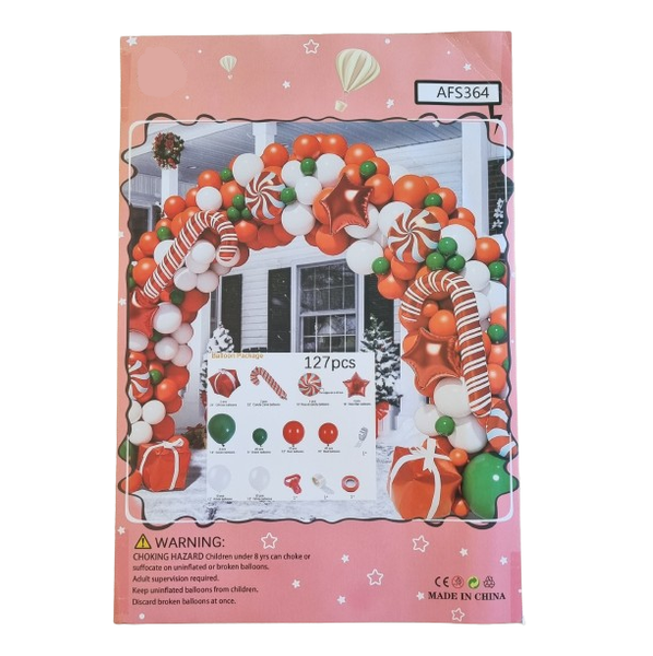 Red - White and Green Christmas Balloon Garland