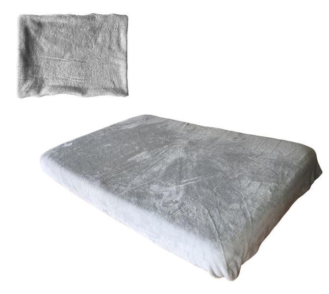 Mongolian Fleece Cot Fitted Sheet &amp; Baby Pillowcase-Light Grey-70cm x 100cm