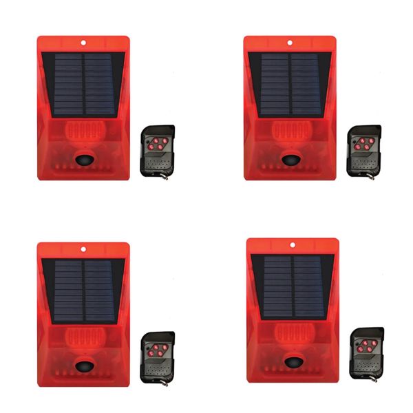 4 Pack - Solar Alarm With Remote Controller