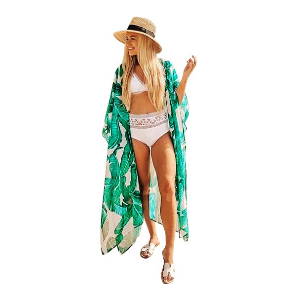 Iconix Women's Green &amp; White Fern Beach Cover-up