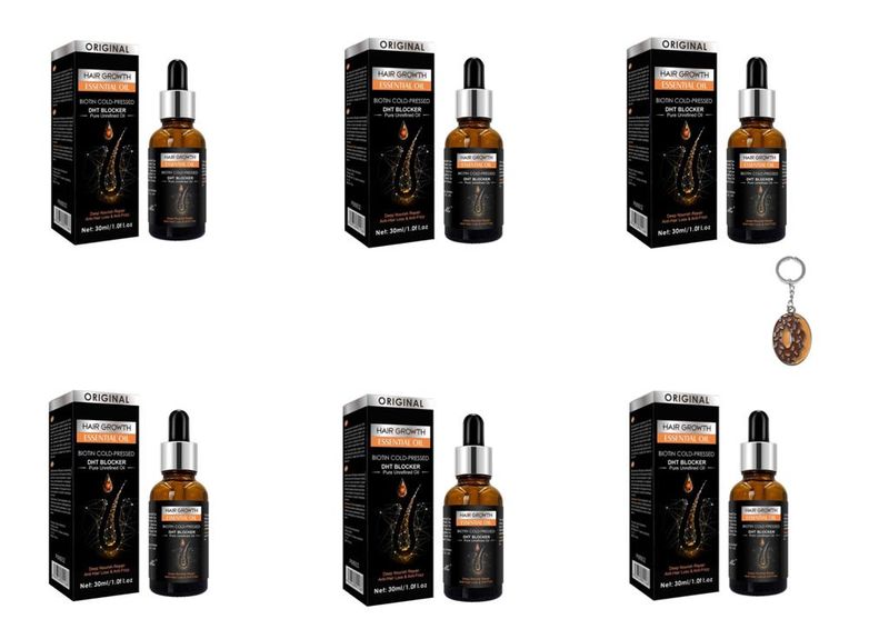 Biotin Hair Growth Oil - 6 Pack &amp; Doughnut Keyring
