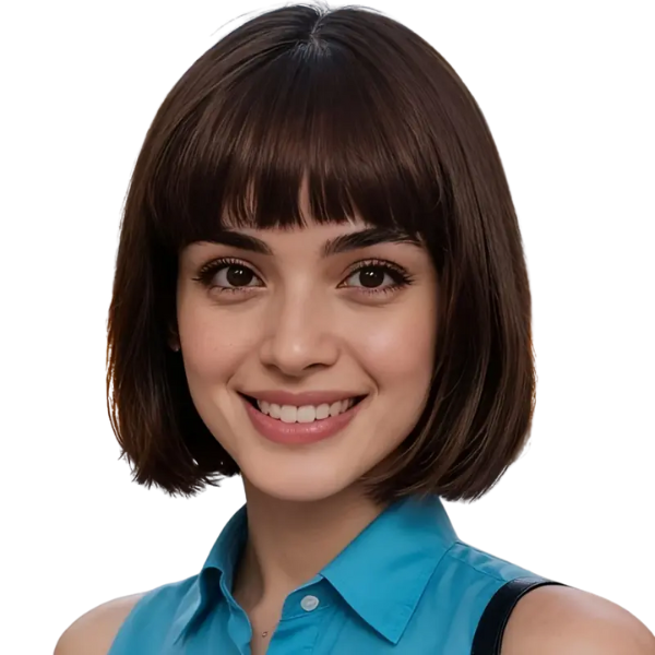 12 Inch Dark Brown Bob Wig with Bangs