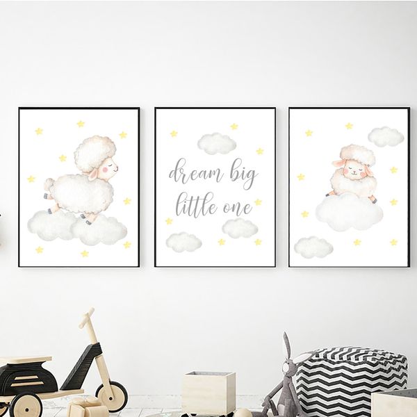 Dream Big Sheep - 40cm x 50cm Canvas -Set Of 3