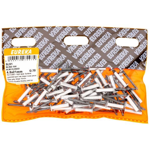 EUREKA Blind Rivet Aluminium Closed 4.8 x 21mm Q:70 5L91