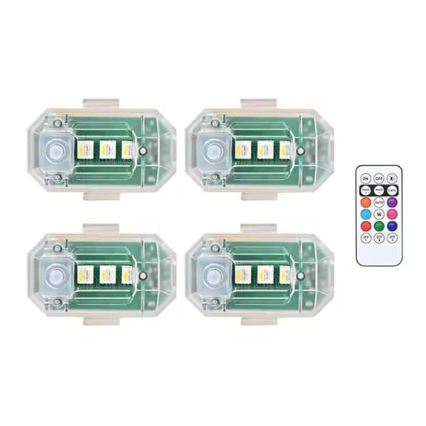 4 Pieces Wireless LED Strobe Lights USB Rechargeable Anti-Collision Warning