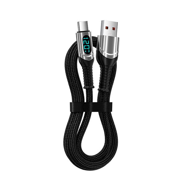 120W Super Fast Charging Type-C Phone Data Cable Smart Digital Display