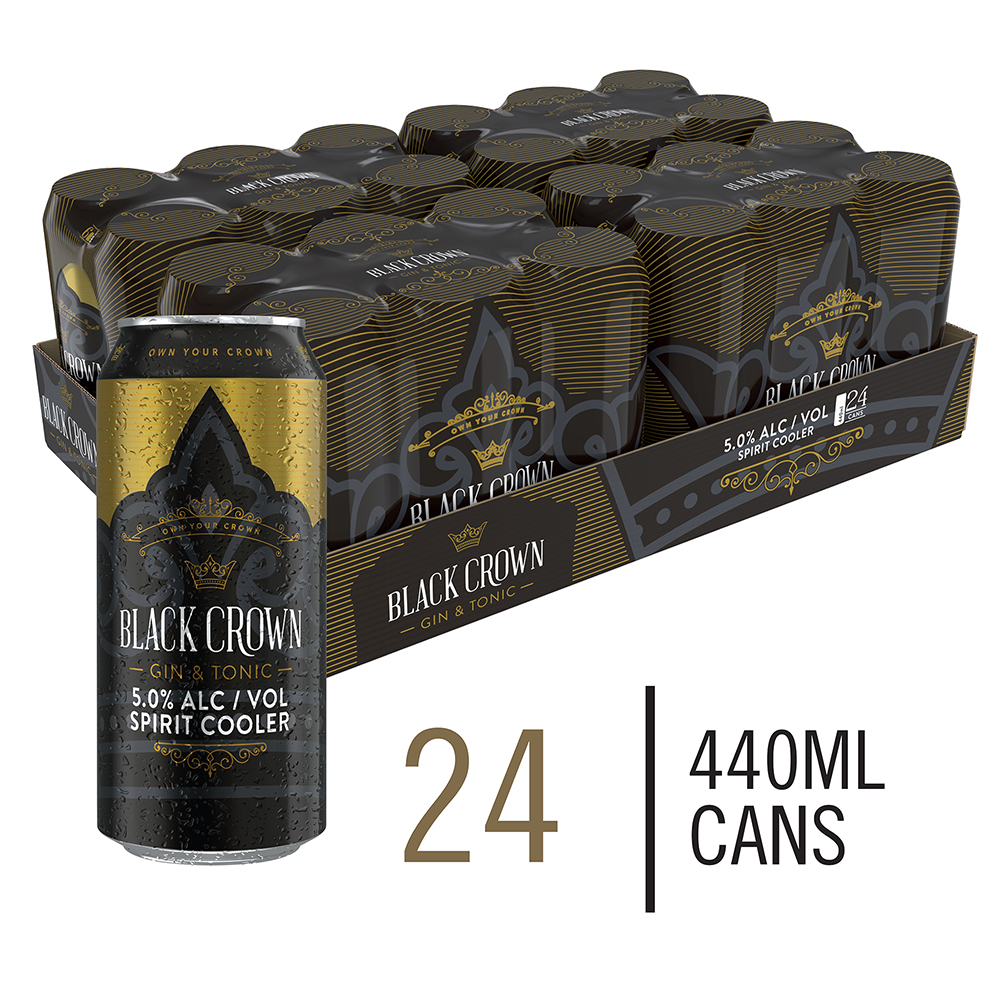 Black Crown Premium Premix Gin and Tonic 24 x 440ml Cans Shop Today
