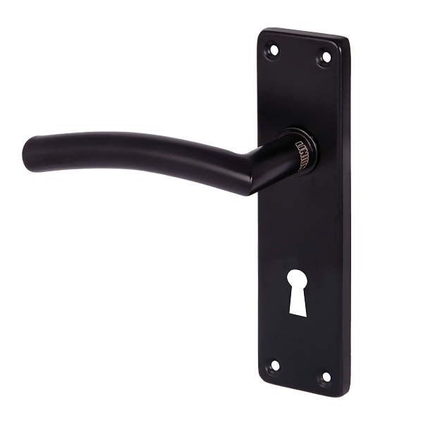 Union Sandpiper Handle On Plate Matte Black Key Hole - Curve (Handle Only)