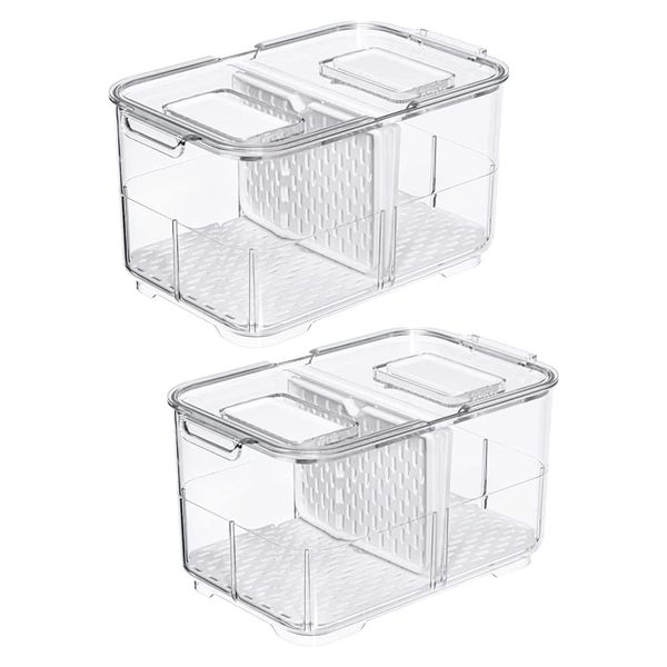 Dream Home Slideep Food Storage Containers Fridge Produce Saver - Set of 2