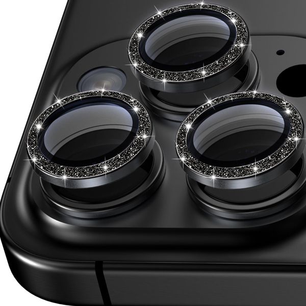 Sparkly Black Camera Lens Protectors Compatible with iPhone 17 Pro/Pro Max