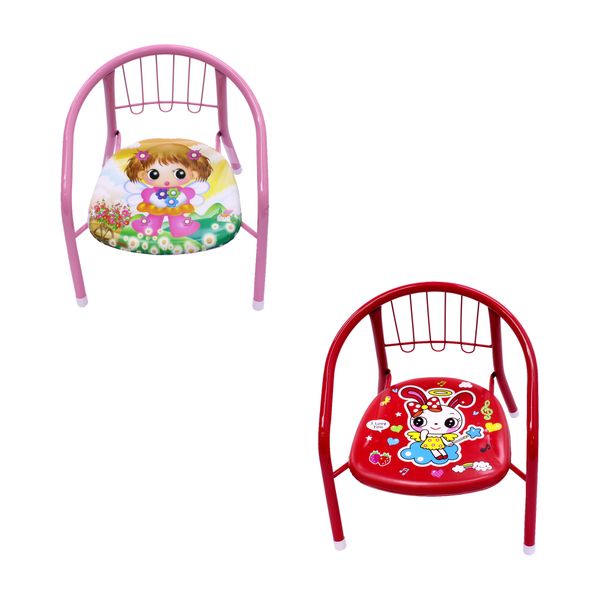 Kids / Kiddies Cushioned Metal Chair with Squeaky Sound - Red &amp; Pink 2 Pack