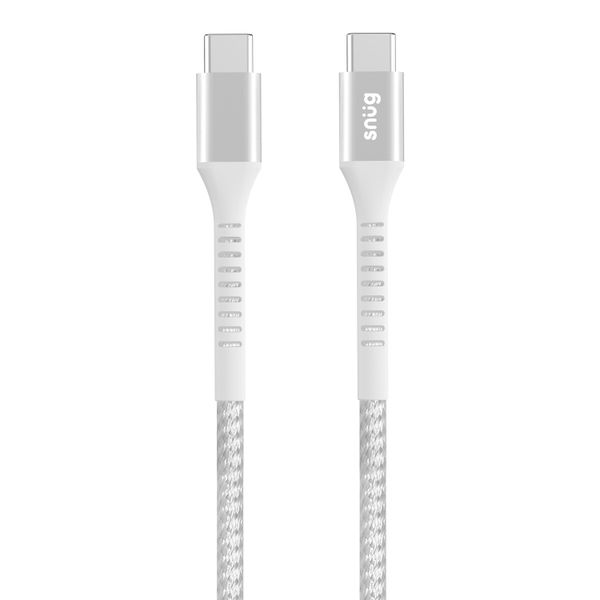 Snug 60W USB-C to USB-C Nylon Braided Cable 1.2m - White