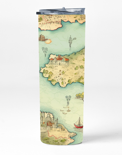 Old Map 4 20 Oz Straight Skinny Tumbler Straw Cup Trendy Graphic Present025