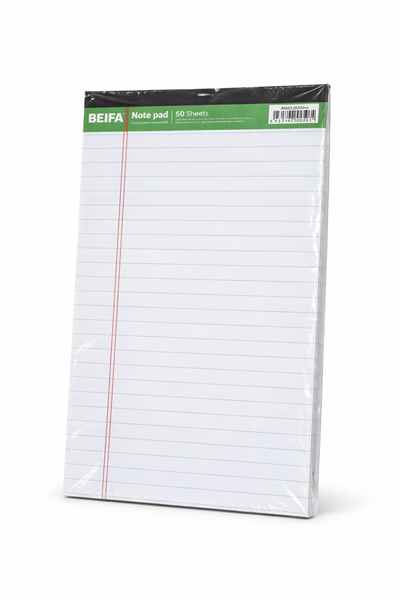 BEIFA A5 Lined Notepad - 50 Sheets (Ruled with Margin)-12 x Notespads
