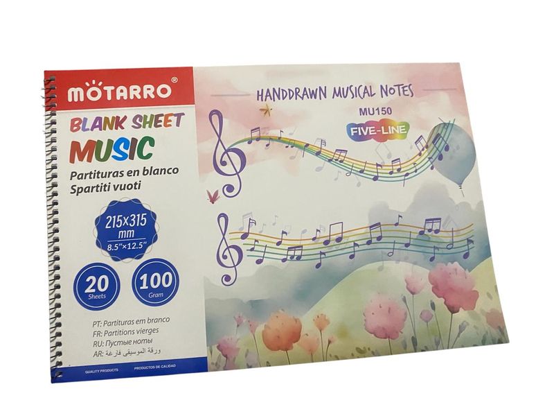Hand Drawn Musicial Notes- Five Lines-MOTARRO-20Sheets