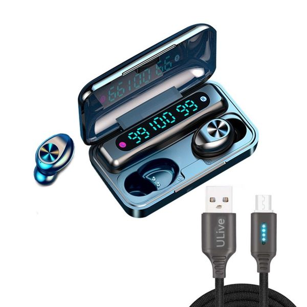 Earphones F9 (v10) without leather strap PLUS ULive 1m usb cable