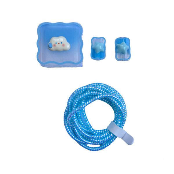 5pcs Blue Gradient sweat Cloud Cable Protector &amp; Charging Head Cover Set