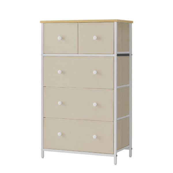 Gold Cream 5-Drawer Fabric Storage Organizer with Metal Frame