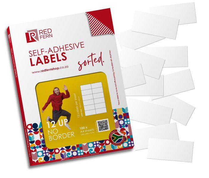Redfern 12upnb A4 Self-Adhesive Labels 100 Sheets