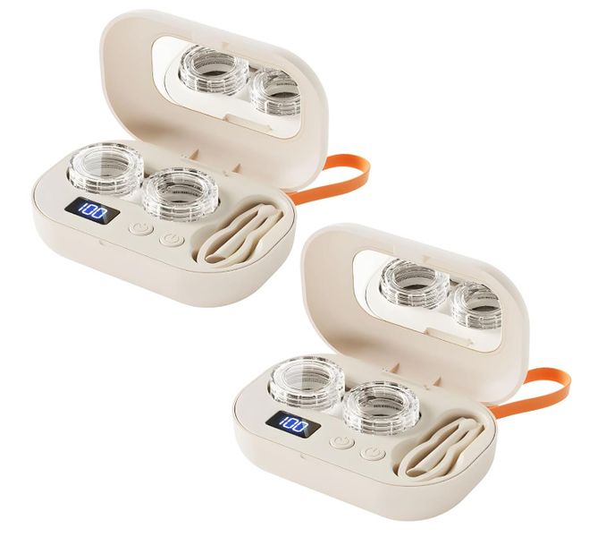 Rechargeable Ultrasonic Contact Lens Cleaner, Khaki 2 Pack