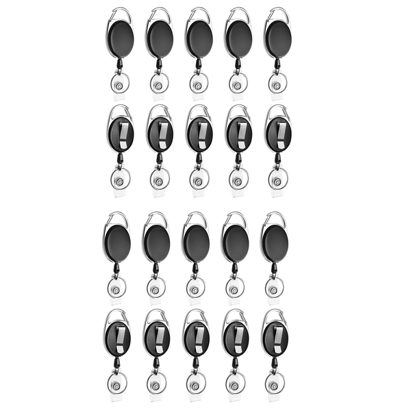 10 Pack Retractable Badge Reel For ID Card Key Keychain Holder Black