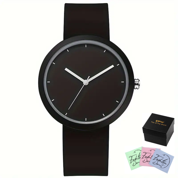 TPW - Soft Silicone Minimalist Analogue Fashion Watch for Women/Men - Black