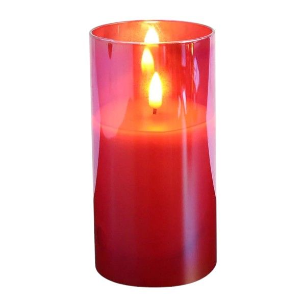1 Piece Large Transparent LED Wishing Candle Set With Warm Lighting - Red