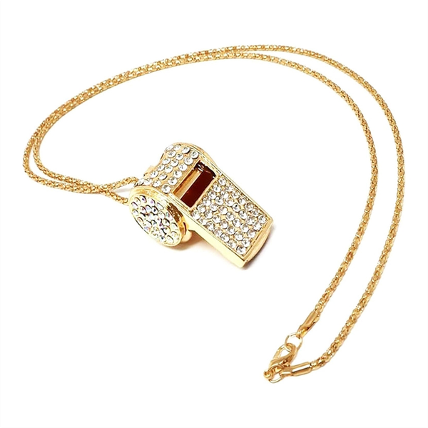 Metal Crystal Rhinestone Whistle, Shining Whistle With Keychain