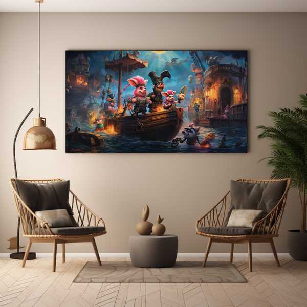 Canvas Wall Art - Piggy Pirate Party - BK0098
