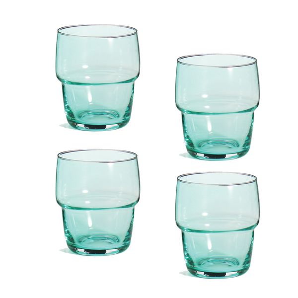 Set of 4 x 390ml Layered glass - Aqua Colour-6941023188754