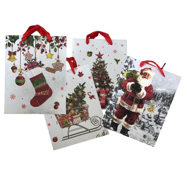 Christmas Stationery Gift Bags (Pack of 4) 23cm x 10cm