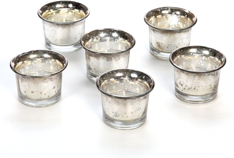 Decorative Royal Glass Oval Tealight Holder Sparkle Votive - 6 Pack