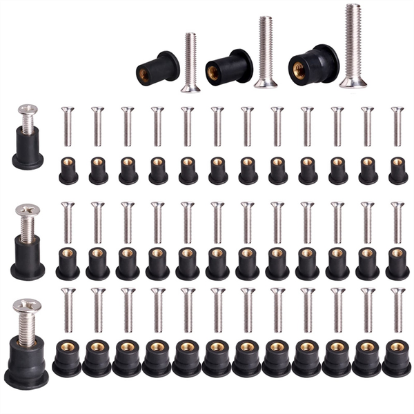 36 Pairs M4/M5/M6 Neoprene Well Nuts With Screw Bolts Well Nut Kit