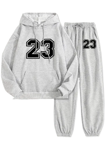 Secret Shield-Women's Casual Letter Print Hoodie &amp; Pants Set- Long Sleeve