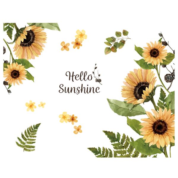 Hello Sunshine Sunflower Art Sticker for Wall Decoration