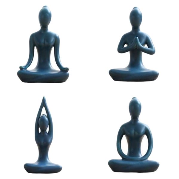 Decor Ceramic Meditation Yoga Pose Figurine Set Of 4