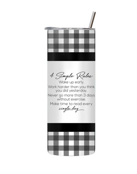 4 Rules 20 Oz Tumbler with Lid Straw Motivational Words Graphic Present 137