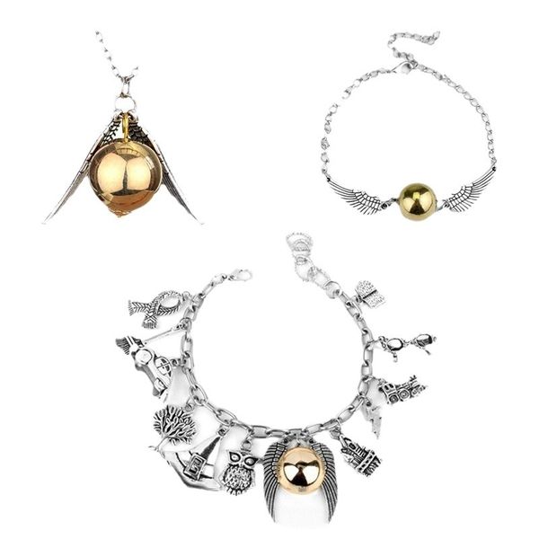 Magic Academy Horcrux Holy Grail Pendant Necklace, Golden Wing Jewelry 3pcs