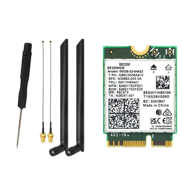 Wifi 7 Be200 Wifi Card+8Db Antenna Bt 5 4 Network Adapter For Win10