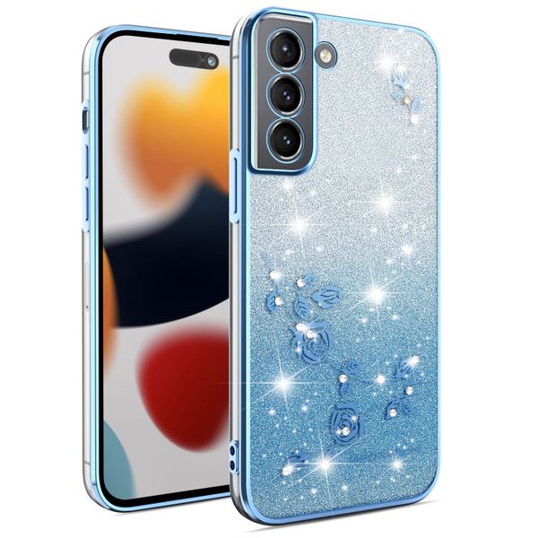 Phone Case Compatible With Samsung S21 Flowers Diamond Shining Cover
