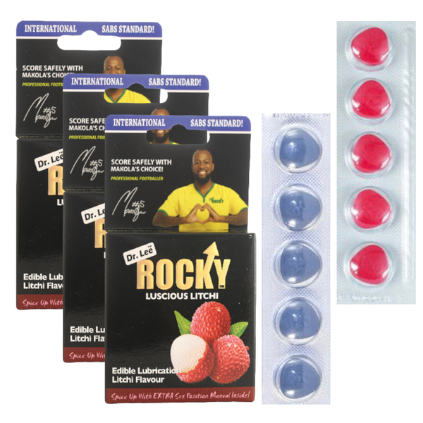 Dr Lee Rocky 3 Set Luscious Litchi Condoms With 10 Performance Tablets