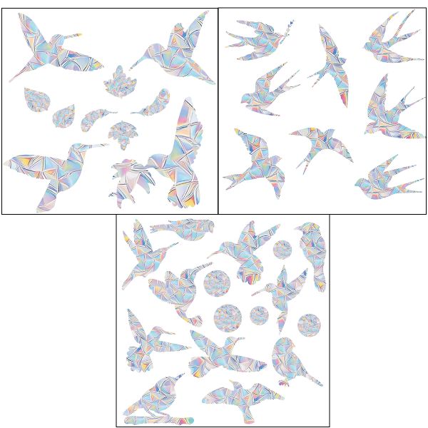 MeiView Window Decals (Not Stickers) - Suncatcher Rainbow Birds, 3-Sets