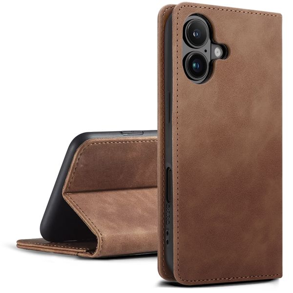 ORRO Brown Vegan Leather Wallet Case Compatible with iPhone 17