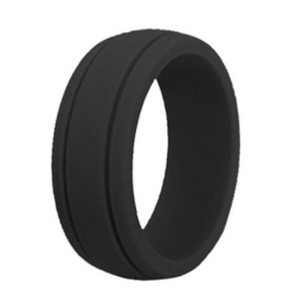 Ring Silicone Men Single - Groove Style - Black
