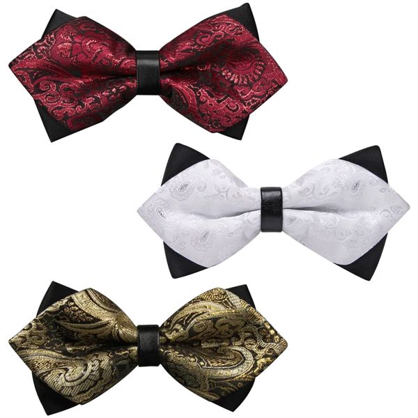 3-Piece Gentleman's Diamond Pointed Pre-Tied Bow Tie