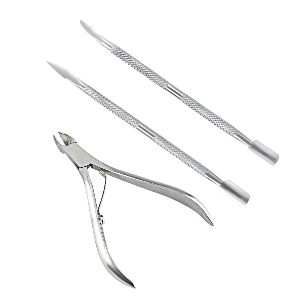Stainless-Steel Dead Skin Remover Pliers &amp; 2 Nail Cuticle Pushers- Silver