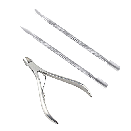 Stainless-Steel Dead Skin Remover Pliers & 2 Nail Cuticle Pushers- Silver Image