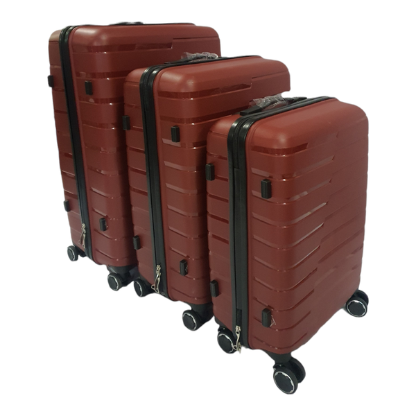 Hard Shell Elite Suitcase Set 3 Piece - Burgundy